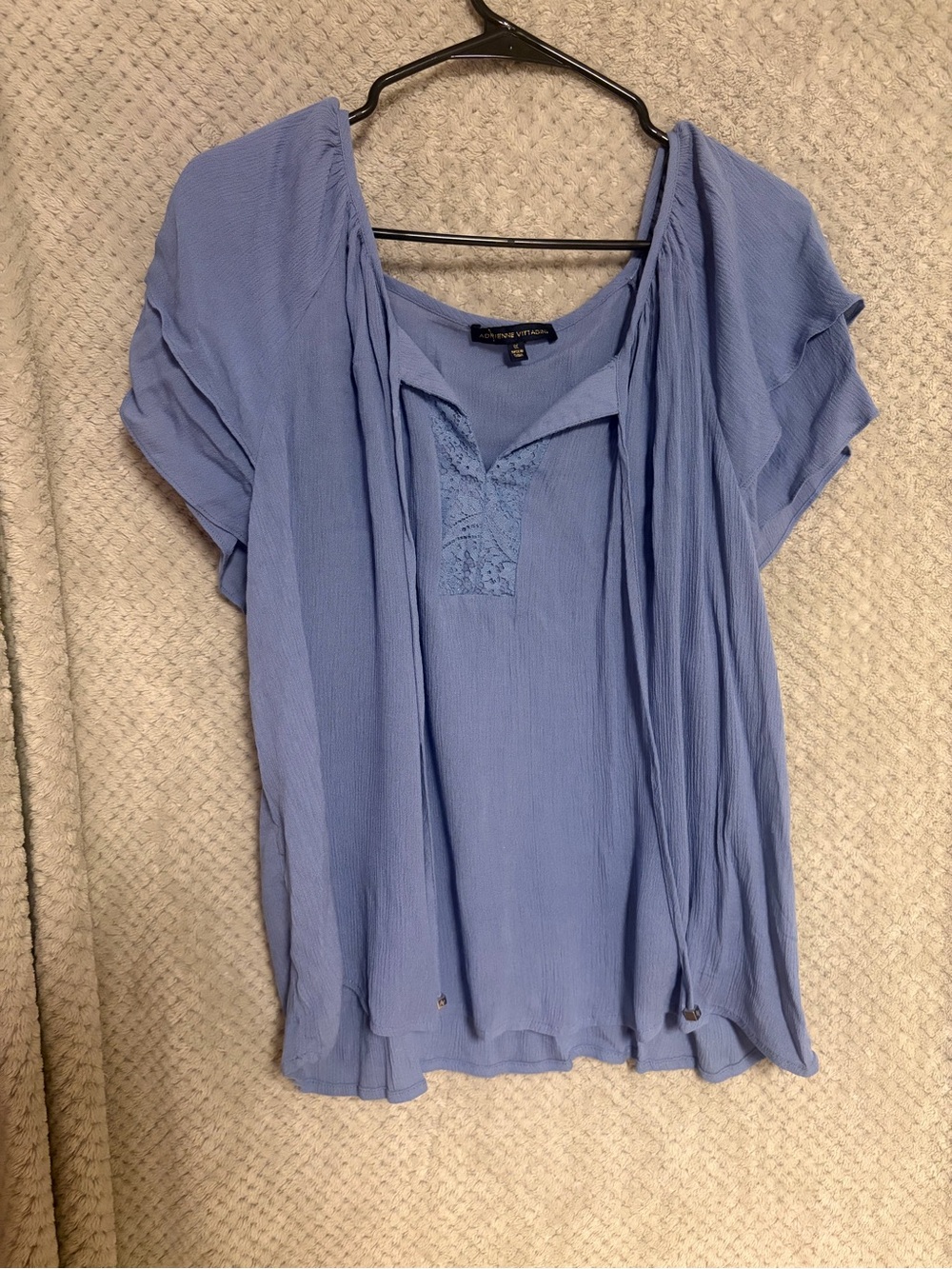 Adrienne Vittadini Light Blue Short Sleeve Peasant Blouse